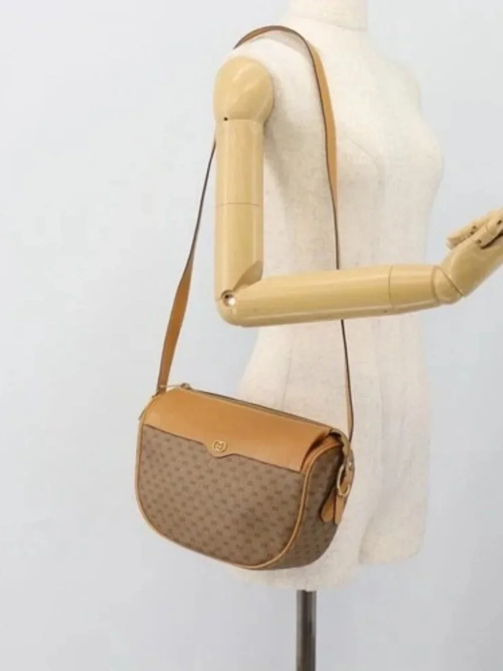 GUCCI Micro GG Supreme Shoulder Bag PVC Beige Gold 001 115 4001 Auth 182404 - Picture 15 of 16